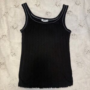 vintage dkny black perforated cotton tank top – size s (100% cotton)